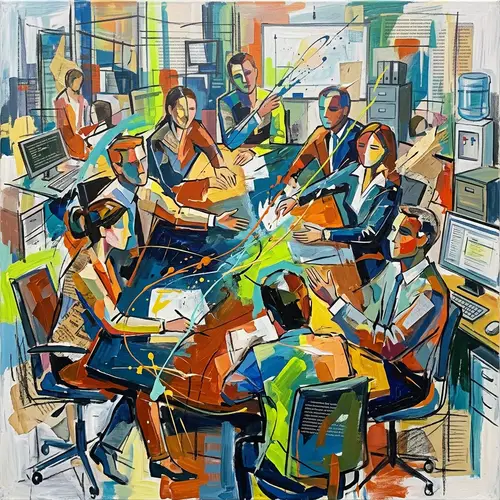 Administrative Meeting Abstract Art | Vibrant Colors & Energy