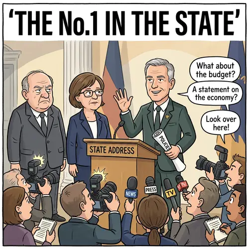 The No.1 in the State - Cartoon Politics on Podium