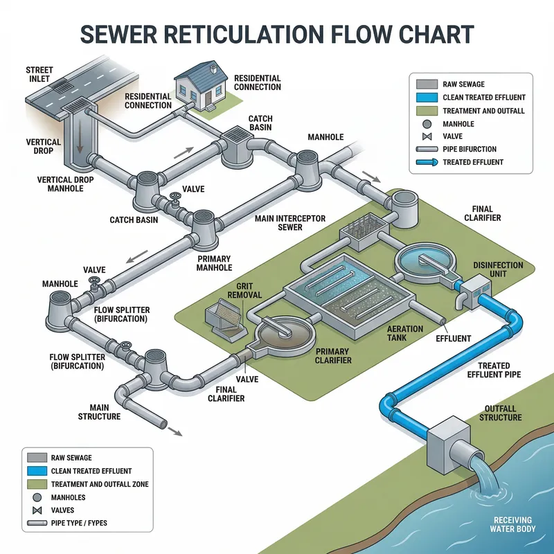 Detailed Sewer Reticulation Flow Chart for Clarity