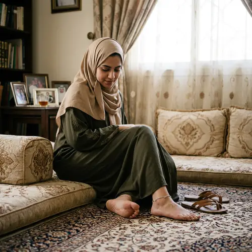 Arab Woman's Feet Soles in Hijab