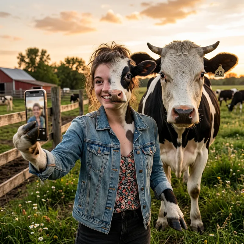 Selfie Transformed into a Cow Selfie Transformed into a Cow