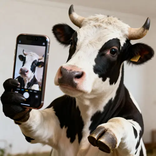 Selfie Transformed into a Cow