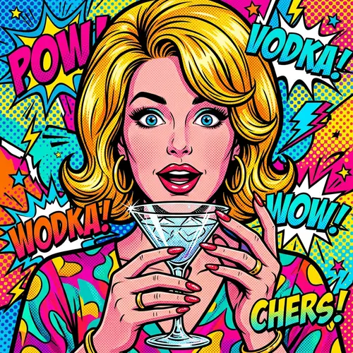 Beautiful Pop Art Woman With Vodka Glass