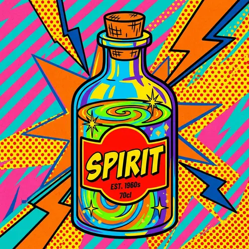 Vibrant Spirit Bottle Pop Art Design