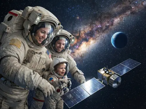 Adventurous Family of Astronauts in the Milky Way