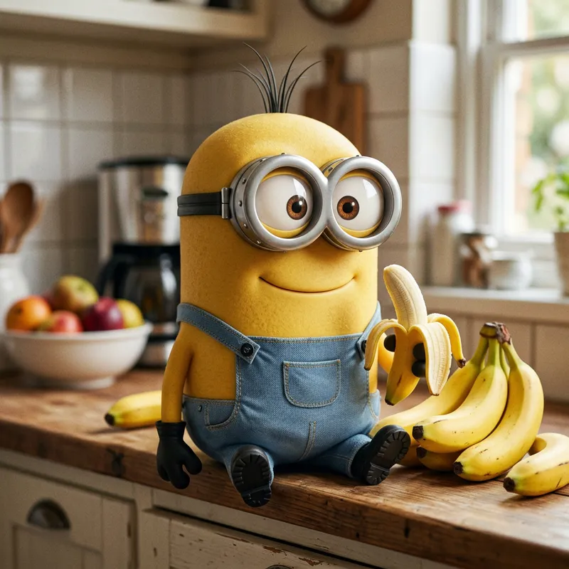 Minion Character: Quirky Yellow Figure in Blue Overalls Minion Character: Quirky Yellow Figure in Blue Overalls