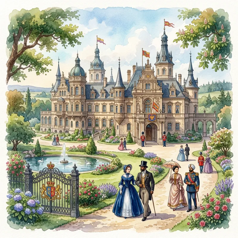 Majestic Royal Palace Watercolor Artwork