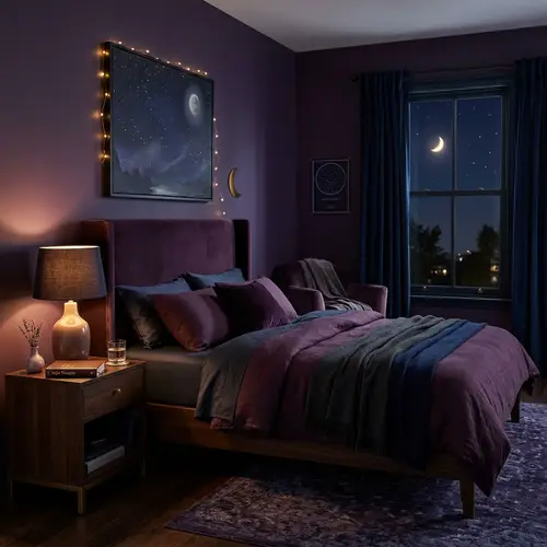 Elegant Purple Night Theme Room Design Ideas