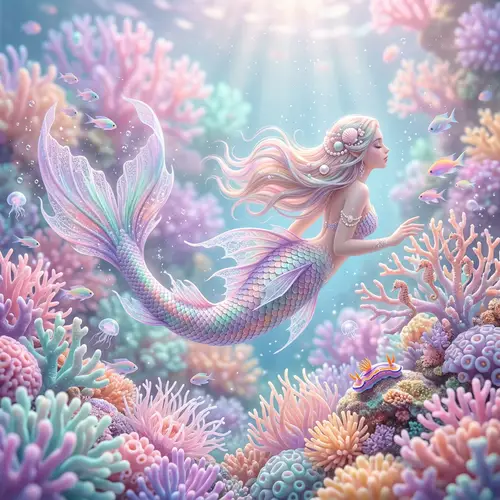 Surreal Underwater Scene with a Mermaid