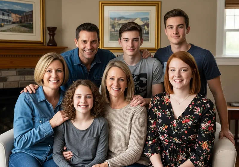 Family Portrait with Dad, Mom, and Kids
