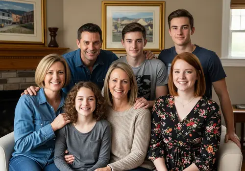 Family Portrait with Dad, Mom, and Kids