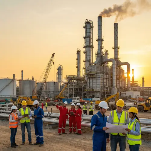 Industrial Landscape with Oil Refinery Project in Progress