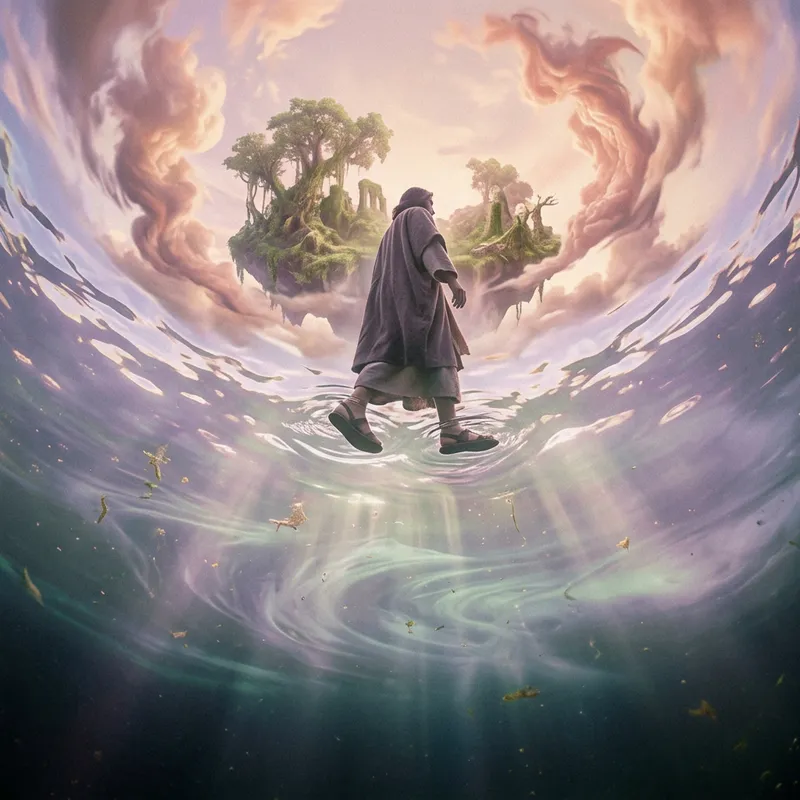 Surreal Jesus Walking on Water: A Dreamlike Journey