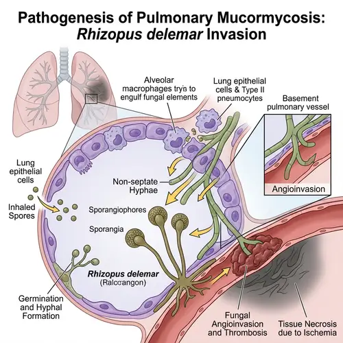 Rhizopus delemar Fungal Pathogen Inside Lung Epithelial Cells