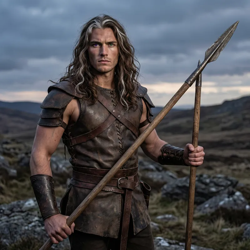 Tall Mixed-Eye Warrior Ready for Battle