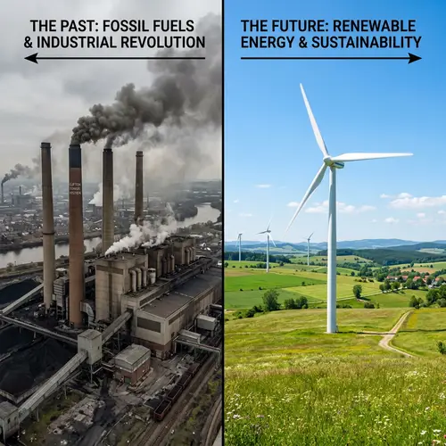 Traditional vs Clean Energy: Power Plant vs Wind Turbine