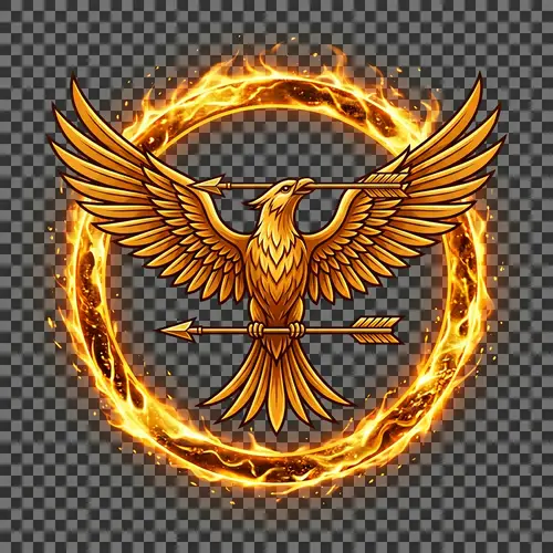 Golden Mockingjay Vector Image with Arrow in Ring
