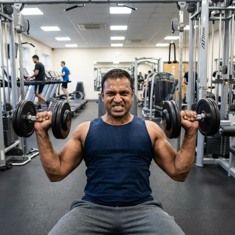 Muscular Man in Intense Workout Session Muscular Man in Intense Workout Session