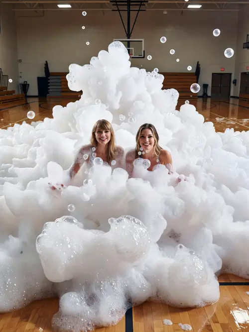 Taylor Swift & Hilary Duff's Fun Foam Party Photoshoot
