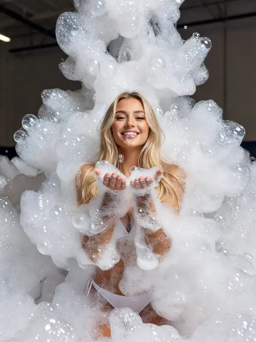 Fun Foam Party Photoshoot with Flirty Expressions