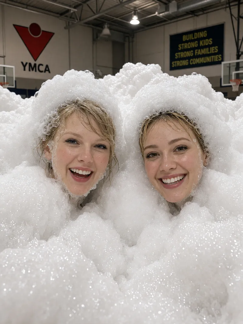 Taylor Swift & Hilary Duff's Fun Foam Party Photoshoot Taylor Swift & Hilary Duff's Fun Foam Party Photoshoot