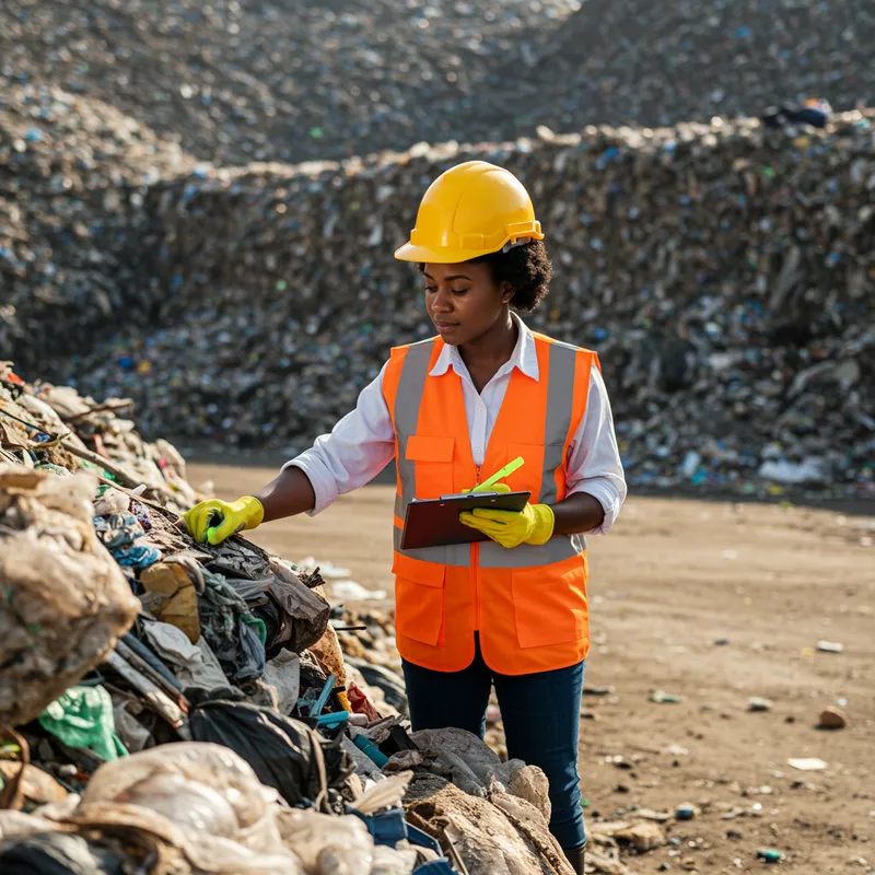 Black Woman Conducting Landfill Site Inspection