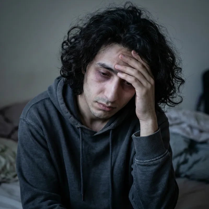 Close-up Image of Exhausted Middle-Eastern Person Close-up Image of Exhausted Middle-Eastern Person