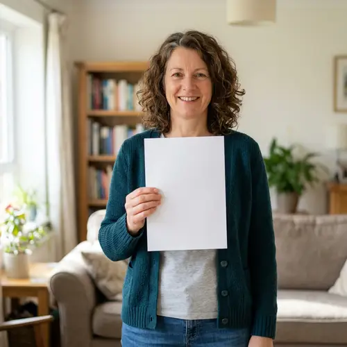 Lady Holding White Paper Forward