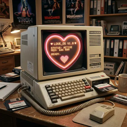 Vintage Heart-Shaped CRT Monitor - Technological Charm