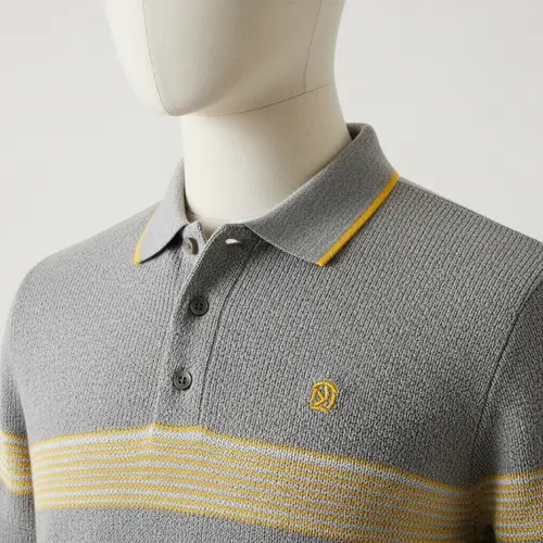 Stylish Gray and Yellow Polo Shirt for Men