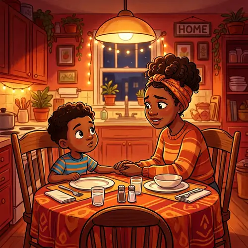 Heartfelt Conversation: Young Black Mother Talks to 5-Year-Old Son