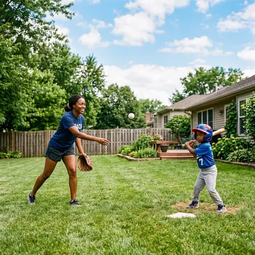 Black Mother Teaching 5-Year-Old to Hit Baseball | Bonding Moment