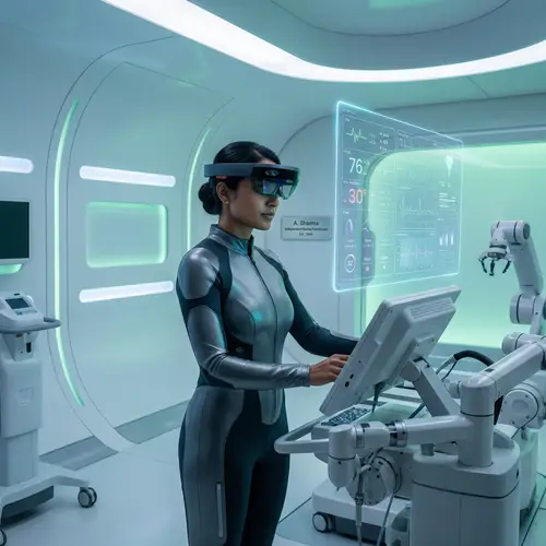 Futuristic Self-Employed Nurse with Advanced Healthcare Tech