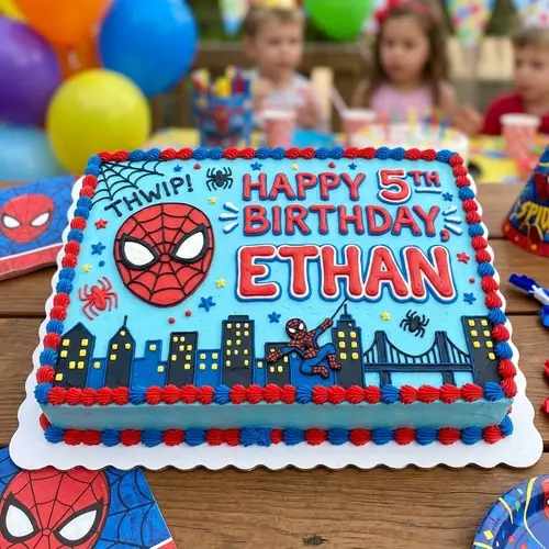 Spiderman Theme Birthday Cake for 5 Year Old