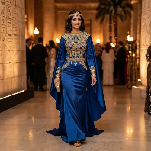 Elegant Satin Silk Dress Inspired by Cleopatra