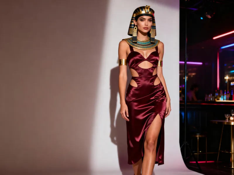 Elegant Satin Silk Dress Inspired by Cleopatra