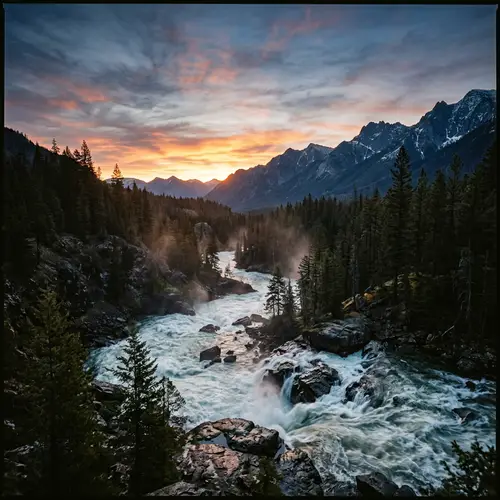 Unfolding Dawn Over Tumultuous River | Stunning Scene