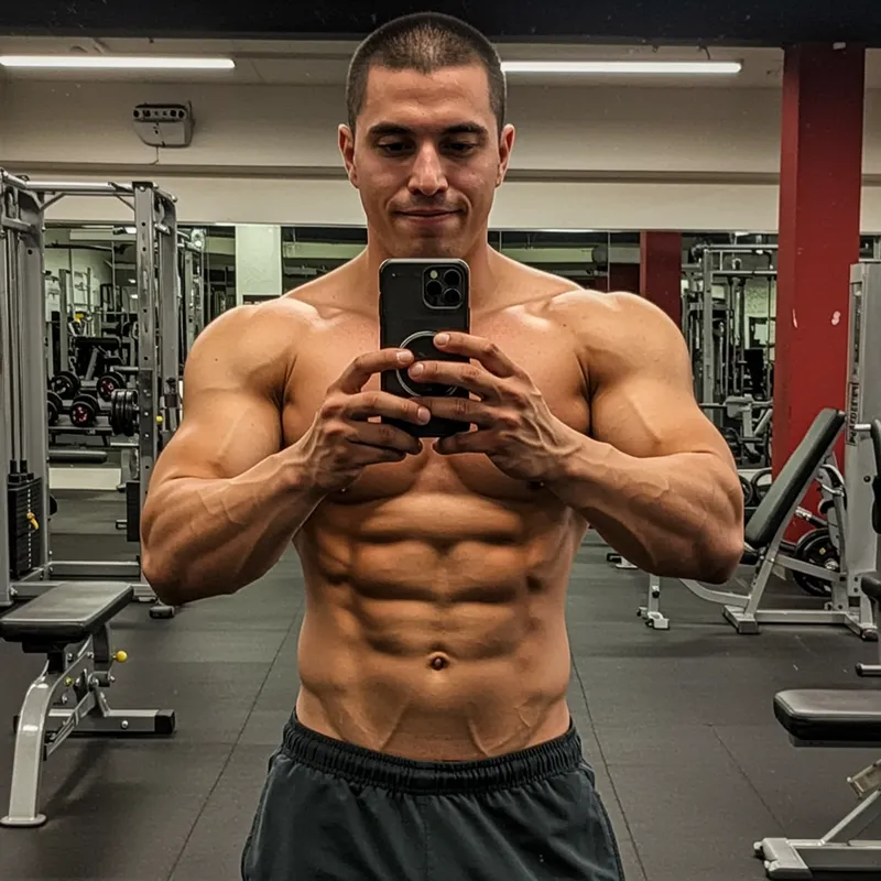 Ripped Man Selfie: Showcase Your Six-Pack Abs