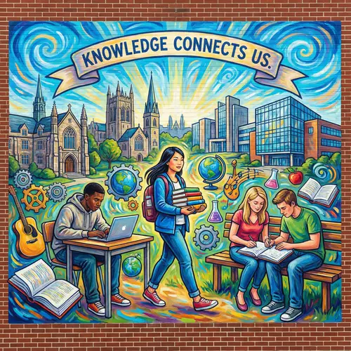 Academic Life Mural at University Campus - Visual Communication