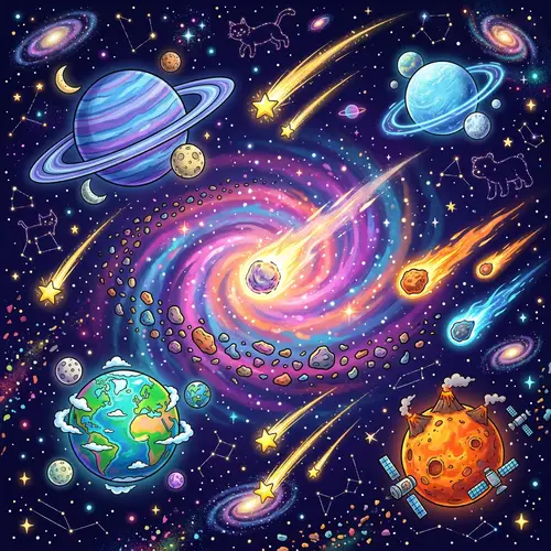 Cartoon Universe | Colorful Galaxies & Celestial Playfulness
