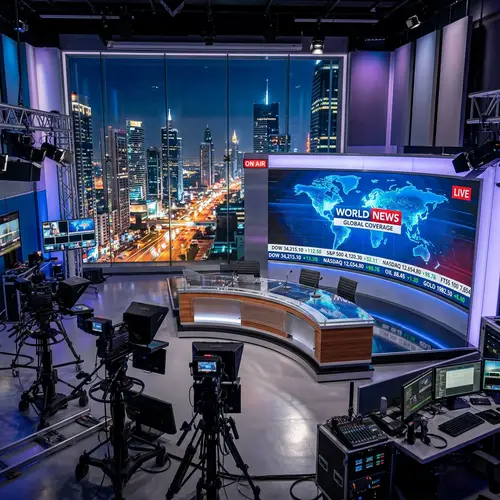 News Anchor Background: Modern Newsroom Setup