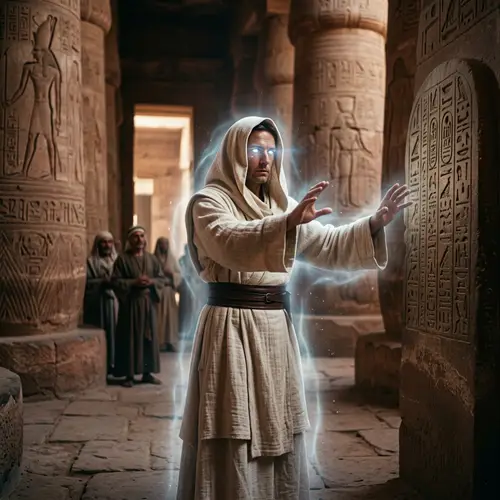 Mysterious Egyptian Djedi in Ancient Temple