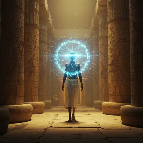 Mysterious Egyptian Djedi in Ancient Temple
