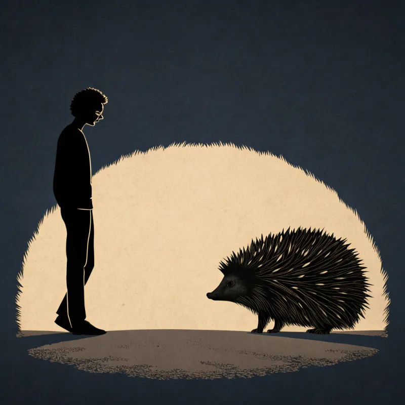 Hedgehog and Human Silhouette Scale Art