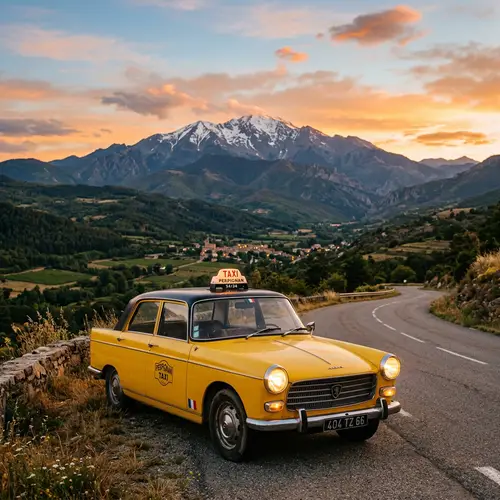 French Taxi with Canigou Mountain View
