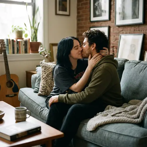 Billie Eilish Kisses Mexican Man on Couch - Intimacy