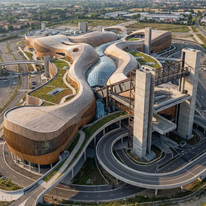 Impressive Aerial View of a Unique Shopping Mall