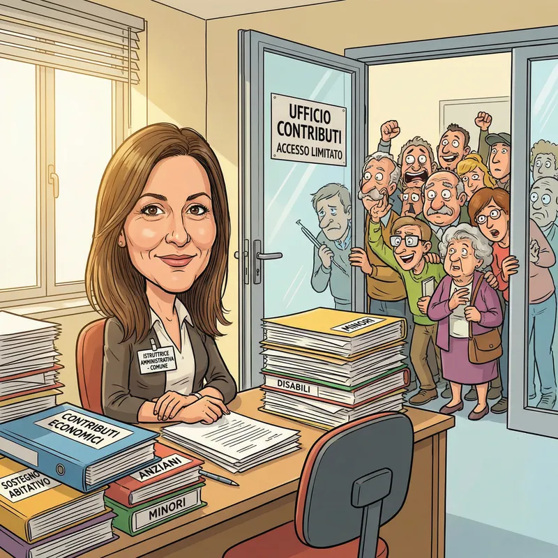 Cartoon Art of a Social Worker Helping Community