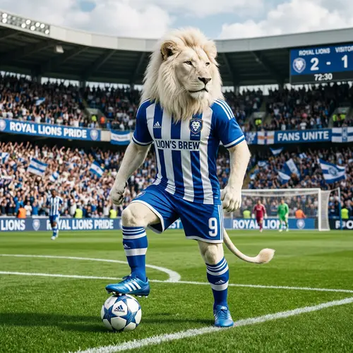 White Lion in Soccer Uniform - Athletic Style