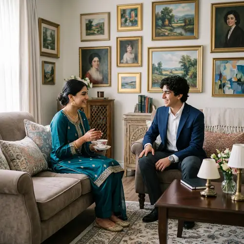 Ayesha and Shahzad Together in a Serene Guest Room